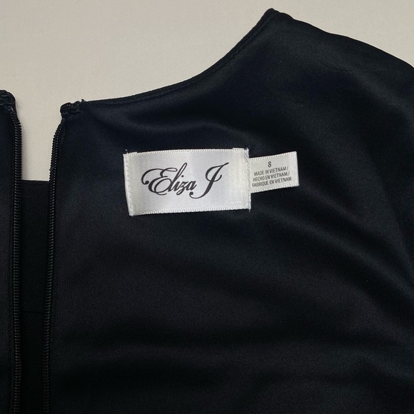 NWT Eliza J Black Ruffled Fit & Flare Dress Size 8 - Picture 7 of 9